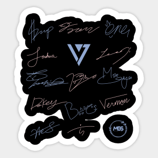 Design with the autographs of the group seventeen Sticker